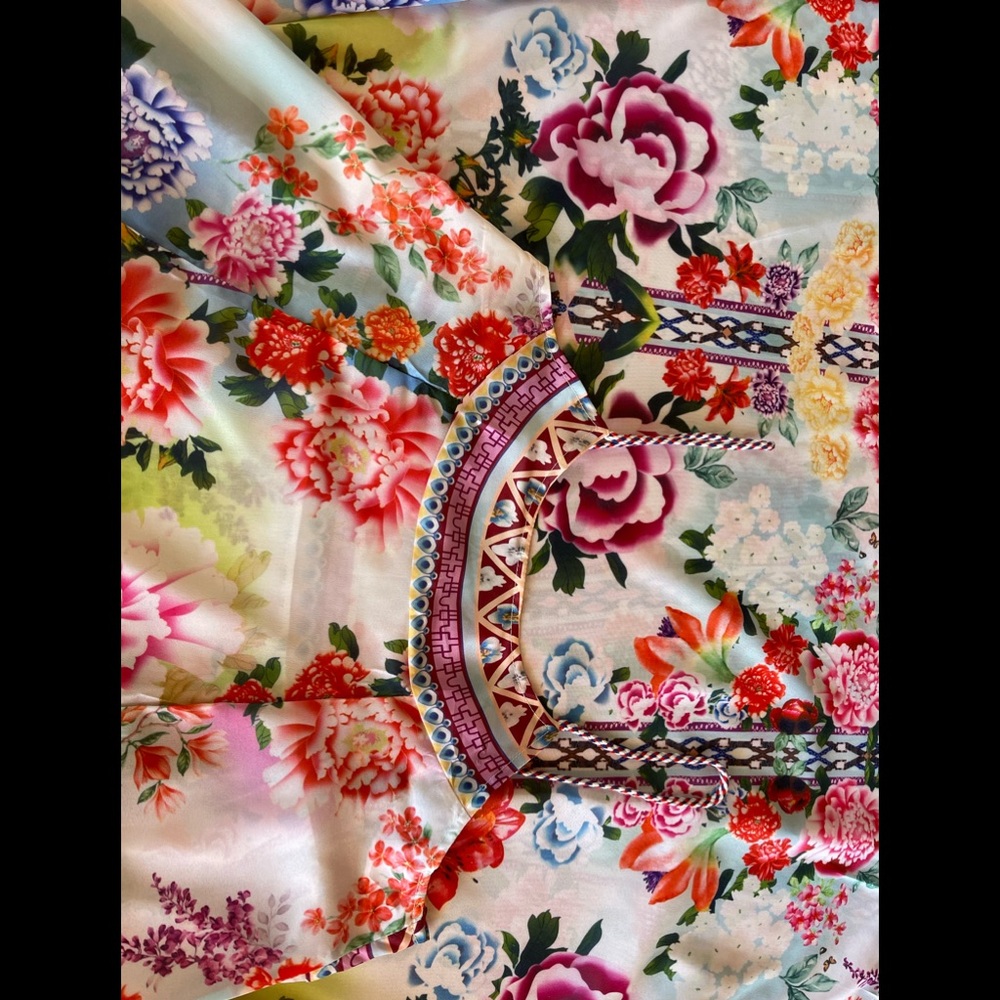 Island Of Peonies Luxury Maxi Sheath A Line Maxi Dress, Chiffon Floral Dress - Picture 5 of 15